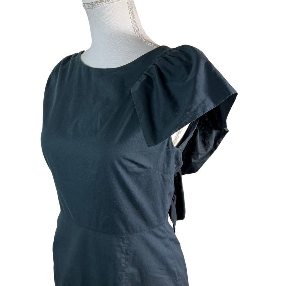 Dries Van Noten Navy Blue Ruffle Shoulder Cotten Sheath - Picture 5 of 14